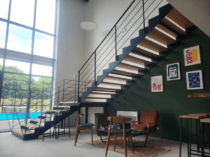 Escalier + garde-corps + limon central