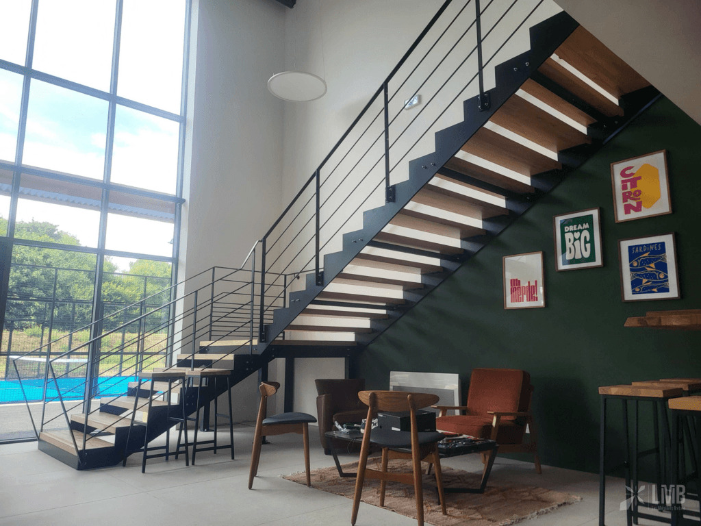 Escalier + garde-corps + limon central